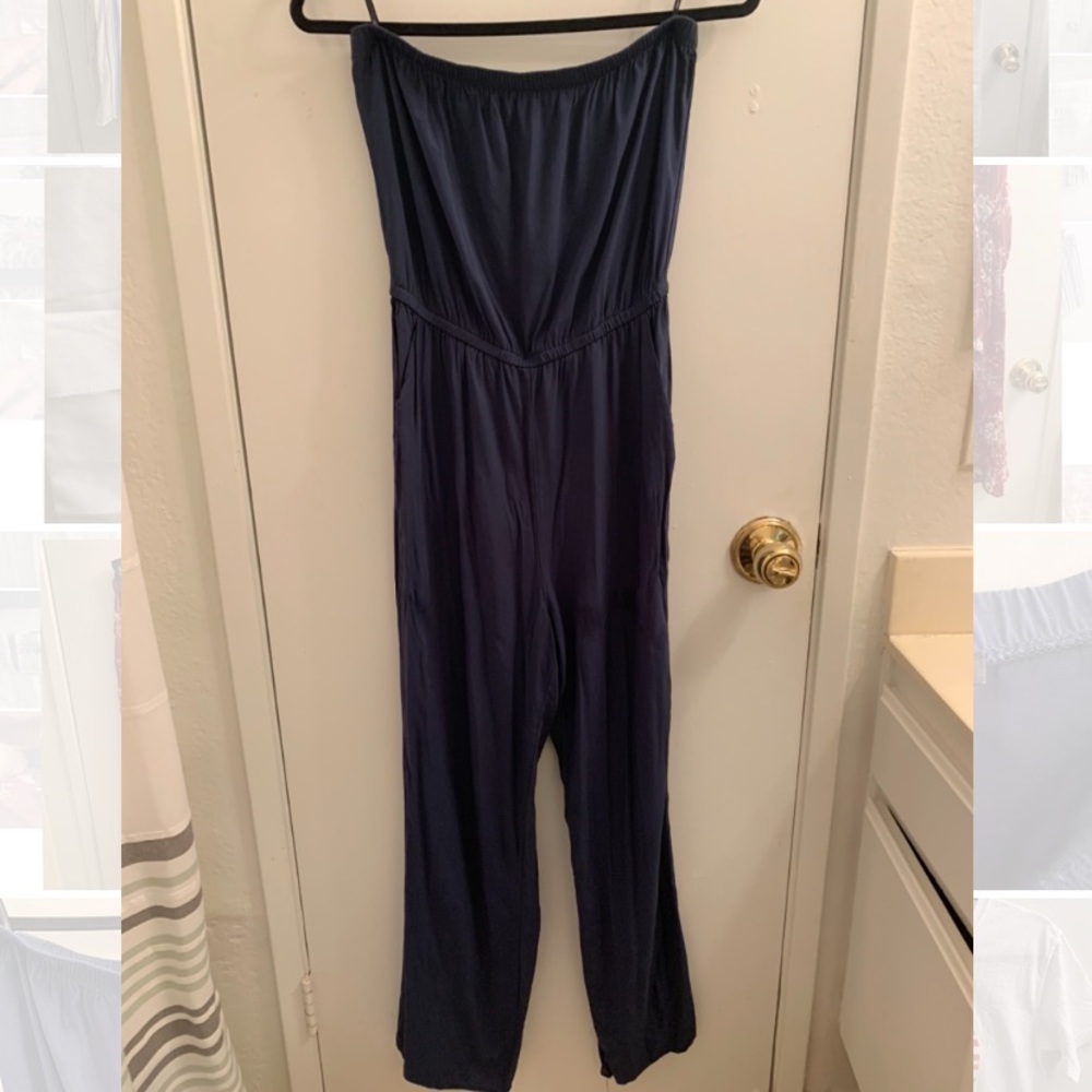 Blue Forever21 tube top jumpsuit